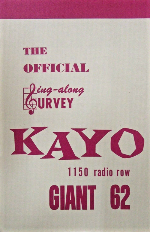 A poster advertising kayo radio station in giant city.