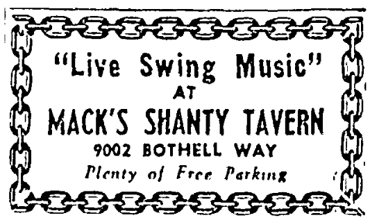 A black and white advertisement for jack 's shanty tavern.